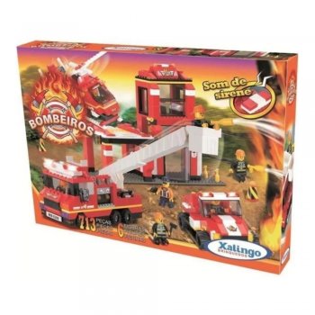 Blocos de Montar Caminhão Bombeiros com Som 240 Peças - Xalingo - XLO6276