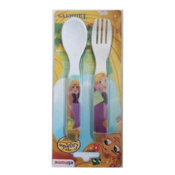 Conjunto Talheres Infantil 2 Peças Rapunzel Enrolados Disney - Etilux - DYM-036