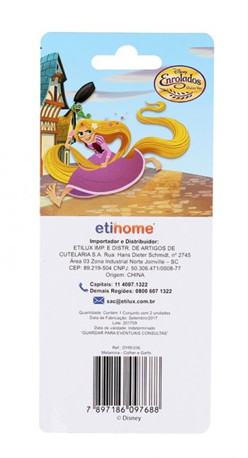 Conjunto Talheres Infantil 2 Peças Rapunzel Enrolados Disney - Etilux - DYM-036