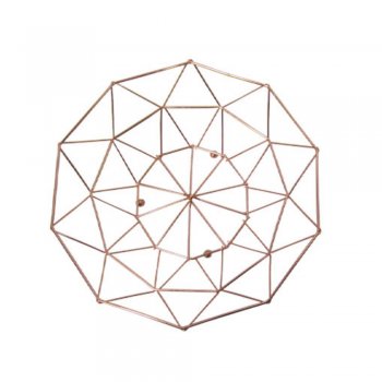 Cesta / Fruteira de Mesa Aramado Redonda Metalizado Rose Gold 9x28cm - FWB - SXPP-4917