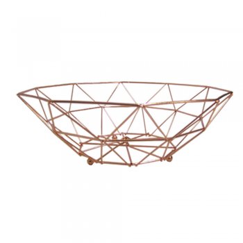 Cesta / Fruteira de Mesa Aramado Redonda Metalizado Rose Gold 9x28cm - FWB - SXPP-4917