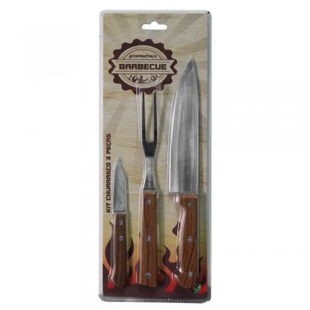 Conjunto Churrasco Inox 3 peças - Marcamix - GX8113