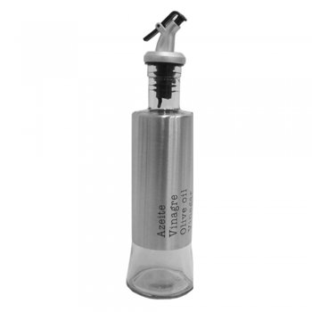 Galheteiro azeite ou vinagre garrafa em vidro revestida em inox 300ml - CZ19013