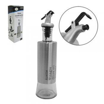Galheteiro azeite ou vinagre garrafa em vidro revestida em inox 300ml - CZ19013