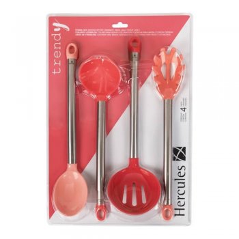 Conjunto de  Utensílios 4 peças Rosa - Hercules - UT117-4RS