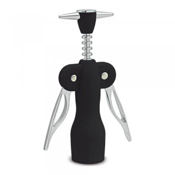 Saca Rolha Abridor Vinho Emborrachado Preto 18,6cm - Hercules -UB89P