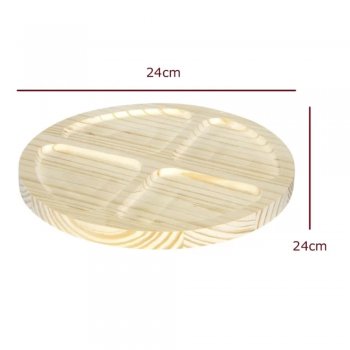 Petisqueira Redonda Pinus com 4 Divisões 24cm - Stolf - STF1
