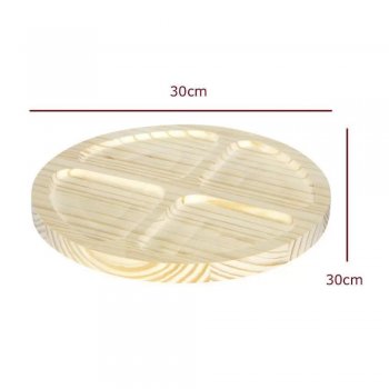 Petisqueira Redonda Pinus com 4 Divisões 30cm - Stolf - STF1159