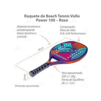 Raquete Beach Tennis Power 100 Roxo Vollo - VBT100-3