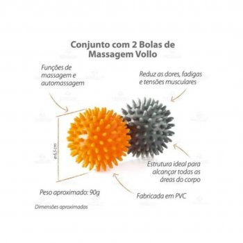 Kit 02 Bolas De Massagem Liberação De Tensão Mãos Pés Vollo - VP1058