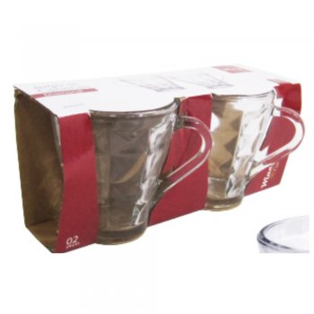 Jogo Caneca de Vidro Relevo Diamond com 2 pcs 260ml - Wincy - VDA09105