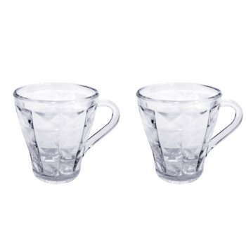Jogo Caneca de Vidro Relevo Diamond com 2 pcs 260ml - Wincy - VDA09105