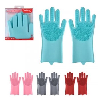 Luva com Esponja de Silicone Longa Colors com 2 unidades - Wellmix - WX7191