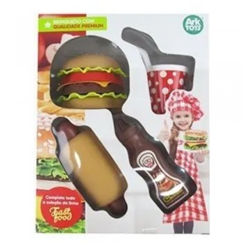 Kit Cozinha Infantil com Hambúrguer + Refrigerante e Acessór