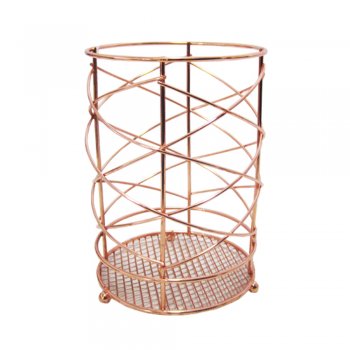 Porta Talher/Escorredor de Talher Aramado Redondo Metalizado Rose Gold - Fwb - FWB96371