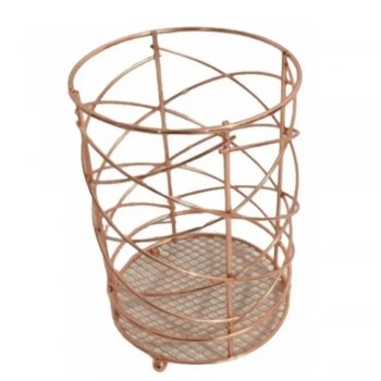 Porta Talher/Escorredor de Talher Aramado Redondo Metalizado Rose Gold - Fwb - FWB96371