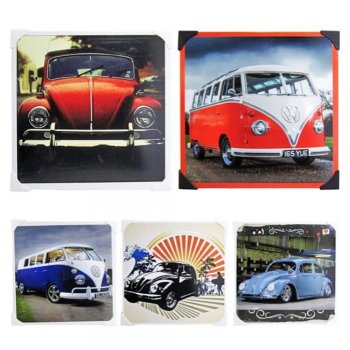 Quadro Decorativo 20X20Cm Placa De Metal Adesivado Fusca/Kombi 1093 Nova Alianca