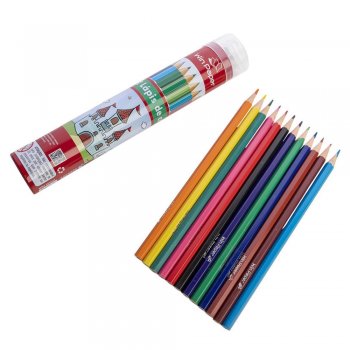 Lápis de cor sextavado com 12 cores + Apontador no Tubo - Wincy - WPD10037