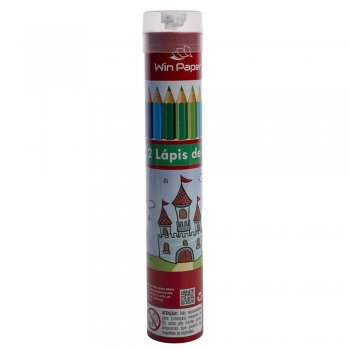 Lápis de cor sextavado com 12 cores + Apontador no Tubo - Wincy - WPD10037