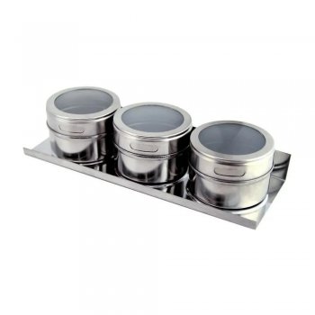 Porta condimento inox - kit com 3 potes + base Wellmix - WX3878