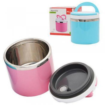 Marmita De Inox/Plastico Hermetica C/Alca 630Ml Colors - Wincy - CLA16017