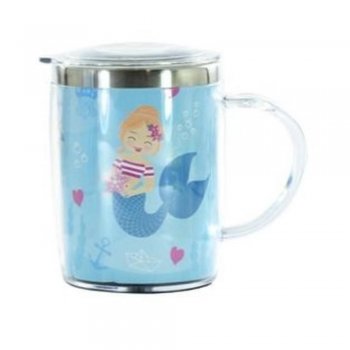 Caneca Térmica Inox com tampa de plástico Sereia 400ml - Wincy - IXB14020