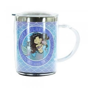 Caneca Térmica Inox com tampa de plástico Sereia 400ml - Wincy - IXB14020