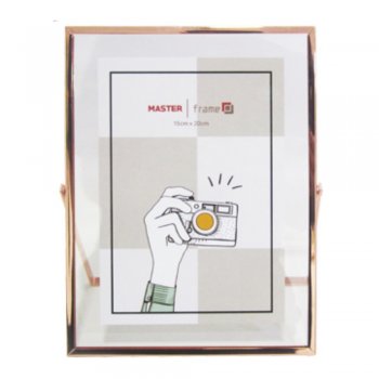 Porta Retrato 15x20 com moldura de metal vertical liso rose - Rio Master - LMT9056