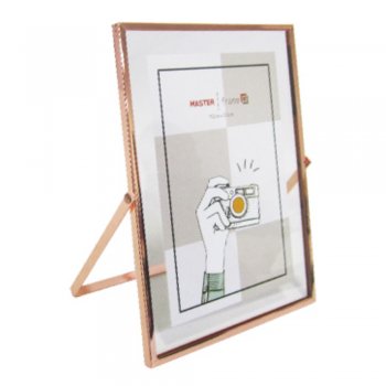 Porta Retrato 15x20 com moldura de metal vertical liso rose - Rio Master - LMT9056