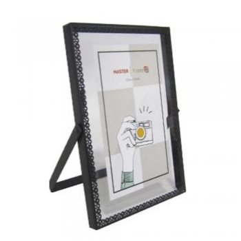 Porta Retrato 13x18 com moldura de metal vertical renda preto - Rio Master - LMT9065