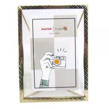 Porta Retrato 13x18 com moldura de metal vertical etnico dourado - Rio Master - LMT9070