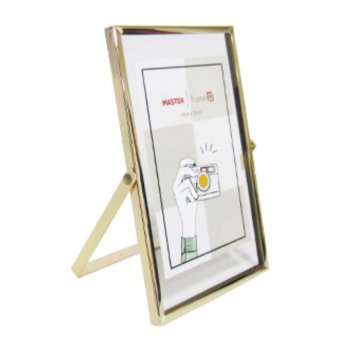 Porta Retrato 10x15 com moldura de metal vertical liso dourado - Rio Master - LMT9053