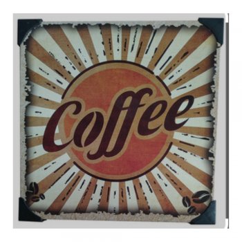 Quadro Decorativo 20X20Cm Placa De Metal Adesivado Coffee/Café - Nova Alianca - 1161