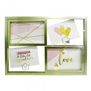 Porta Retrato/Mural de Plástico Metalizado para 4 Fotos 10X15 - Fwb - FWB97519