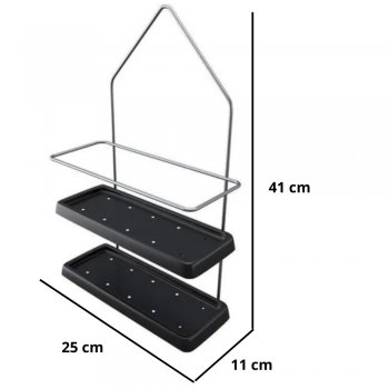 Porta Shampoo Duplo Cromado com Base Plástica Preto - Stolf - STF1477P