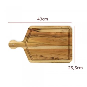Tábua para Churrasco Teca com Cabo 43x25,5cm - Stolf - STF924