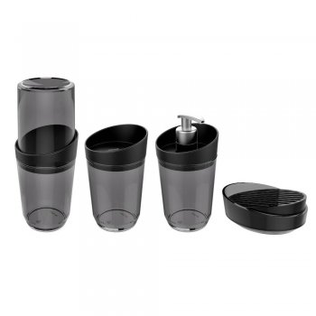 Kit Banheiro 4 peças Poliestireno - Fumê - Crippa - 405009-004