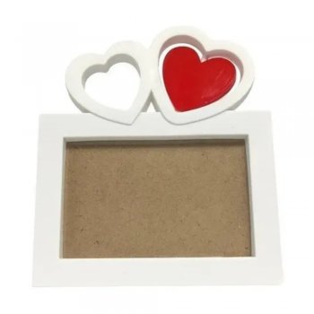 Porta Retrato 15x10 com moldura branca de plástico Coração horizontal - Rio Master - 19469